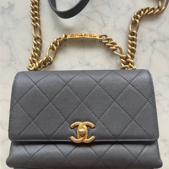 CHANEL Handbags - CHANEL Shoulder Bag leather Grained calfskin Gray